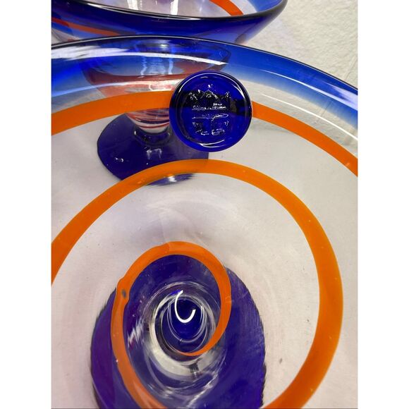 Vtg Kosta Boda Royal Caribbean Set of 4 Martini Glasses Hand Blown Cobalt Blue - Picture 3 of 5